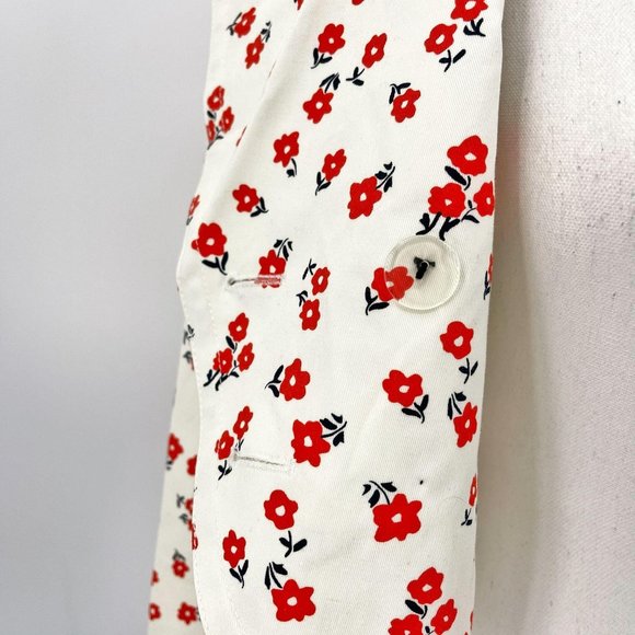 Self-Portrait Ditsy Floral Canvas Cream Red Oversized Crop Jacket Womens US XS - Picture 10 of 12
